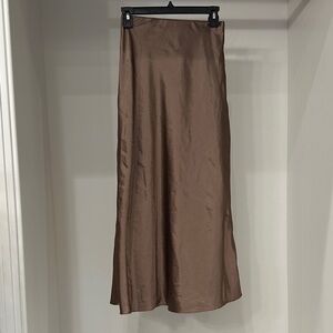 Storia small Satin Bias Midi Skirt in Brown.  Like new